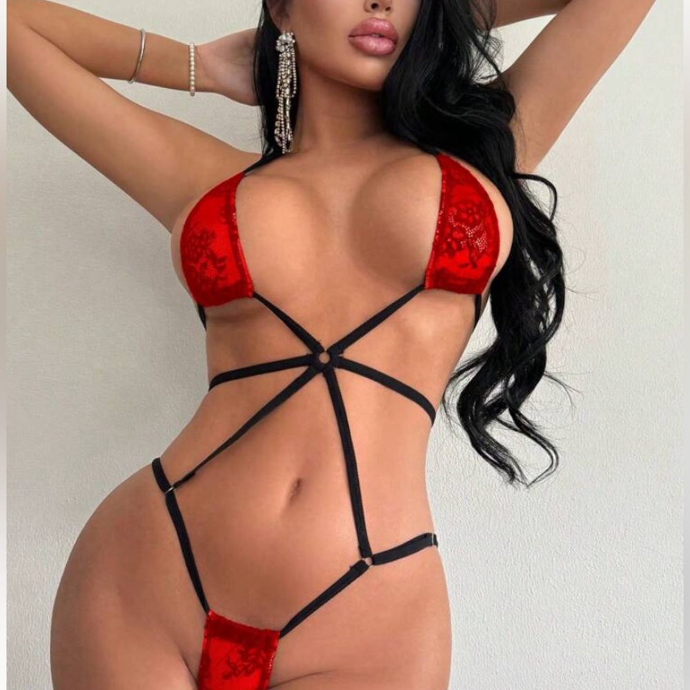 Red lace lingerie